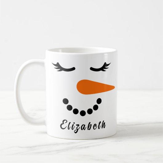 Sneeuwman gezicht Mok | Aangepaste vakantie Mok (Links)