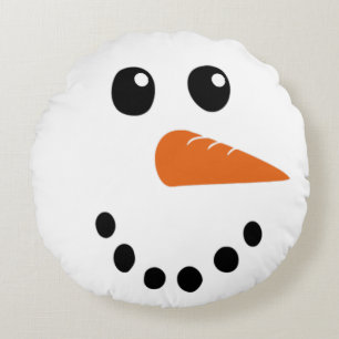 Sneeuwman Gezicht Rond Kussen