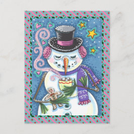 SNEEUWMAN, GINGERBREAD MAN & MOK VAN WARME CHOCOLA FEESTDAGENKAART