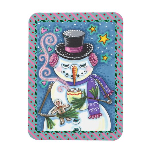 SNEEUWMAN, GINGERBREAD MAN & MOK VAN WARME CHOCOLA MAGNEET (Verticaal)