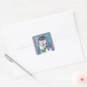 SNEEUWMAN, GINGERBREAD MAN & MOK VAN WARME CHOCOLA VIERKANTE STICKER (Envelop)