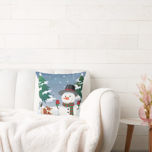 Sneeuwman gooi kussen voor de winter - Kerst decor (Bank)