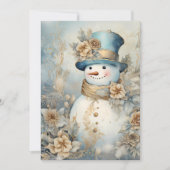  Sneeuwman Goud Blauw Wit Kerstmis Feestdagenkaart (Voorkant)