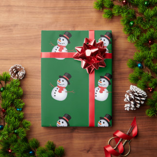 Sneeuwman Groene Cadeaupapier 
