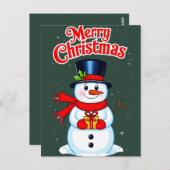 Sneeuwman (heilige hoed) briefkaart (Voorkant / Achterkant)