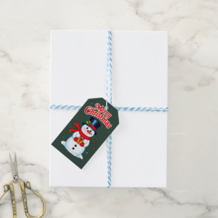 Sneeuwman (heilige hoed) cadeaulabel