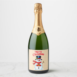 Sneeuwman (heilige hoed) sparkling wijnetiket