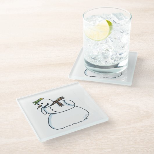 Sneeuwman helder onderzetter (Schuin)