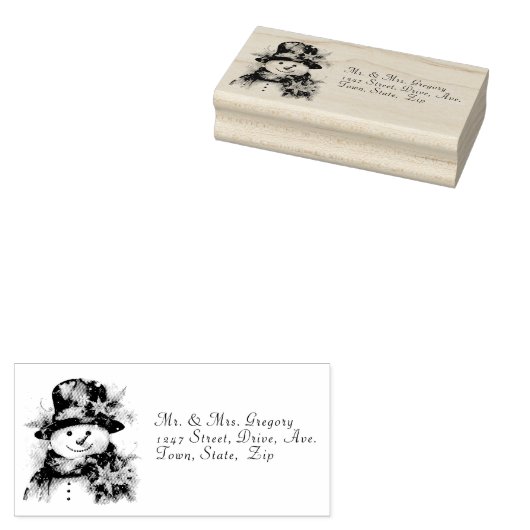 Sneeuwman Hoed Kerst Sneeuwvlokken Rubberstempel (Gestempeld)
