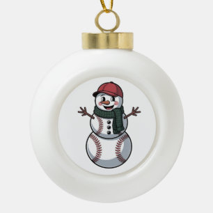 Sneeuwman honkbal kerst santa honkbal sport keramische bal ornament