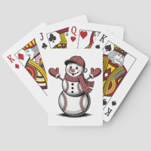 Sneeuwman honkbal kerst sportliefhebbers pokerkaarten