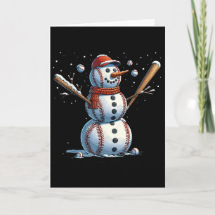 Sneeuwman honkbal Kerstmis Winter Kaart