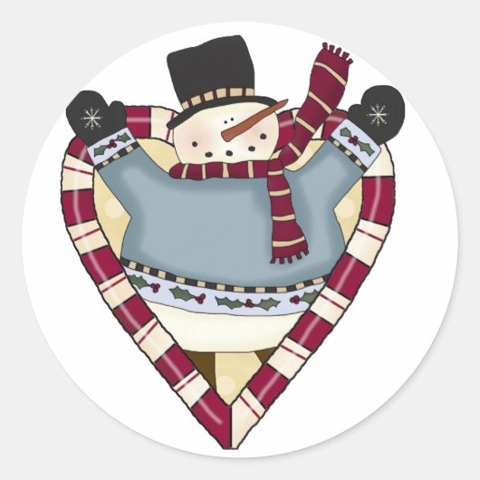Sneeuwman houdt van T-shirts en cadeaus Ronde Sticker (Voorkant)