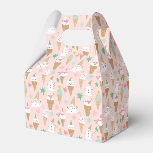 Sneeuwman Ice Cream Cones kerstpatroon Bedankdoosjes (Voorkant Zijde)