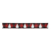 Sneeuwman in de sneeuw op Buffalo Plaid Satijnen L Lint (Voorkant)