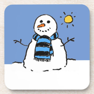 Sneeuwman in de zonneschijn bier onderzetter
