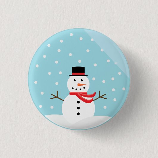 Sneeuwman in een sneeuwWereldbol Button (Voorkant)