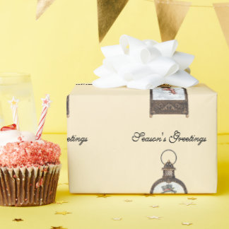 Sneeuwman in een vintage lantaarn cadeaupapier