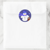 Sneeuwman in het blauw ronde sticker (Tas)