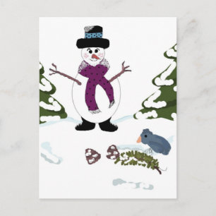 Sneeuwman in het bos briefkaart