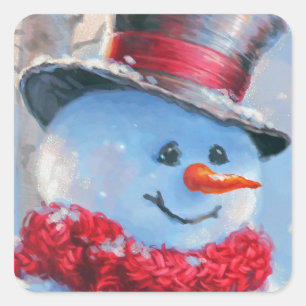 Sneeuwman in het Bos Vierkante Sticker