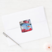 Sneeuwman in het Bos Vierkante Sticker (Envelop)