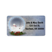 Sneeuwman in het sneeuwWereldbol Etiket (Voorkant)