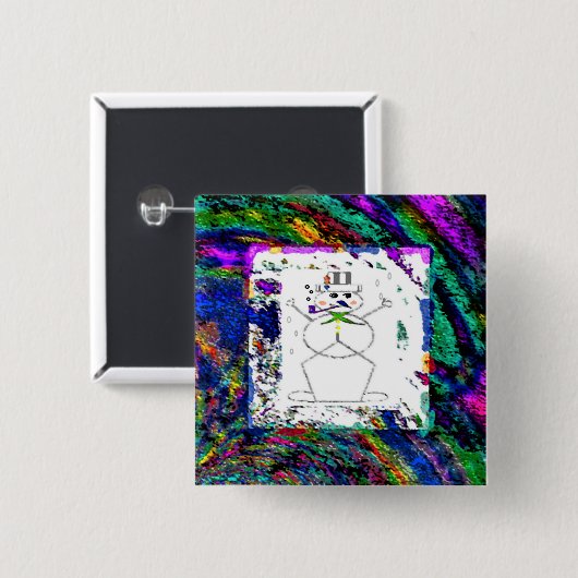 "Sneeuwman in levende kleur" (2") Button (Voorkant /achterkant)