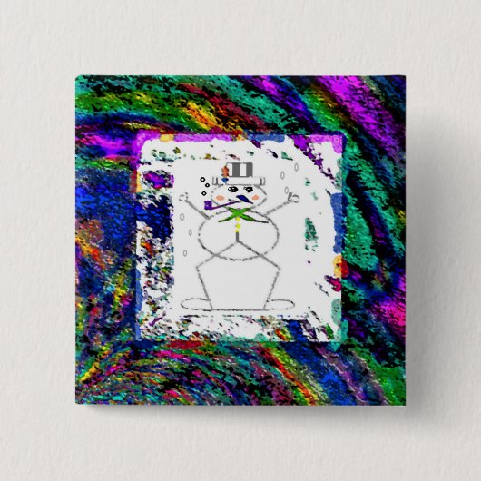 "Sneeuwman in levende kleur" (2") Button (Voorkant)