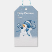 Sneeuwman in sneeuwvlokken cadeaulabel (Voorkant)