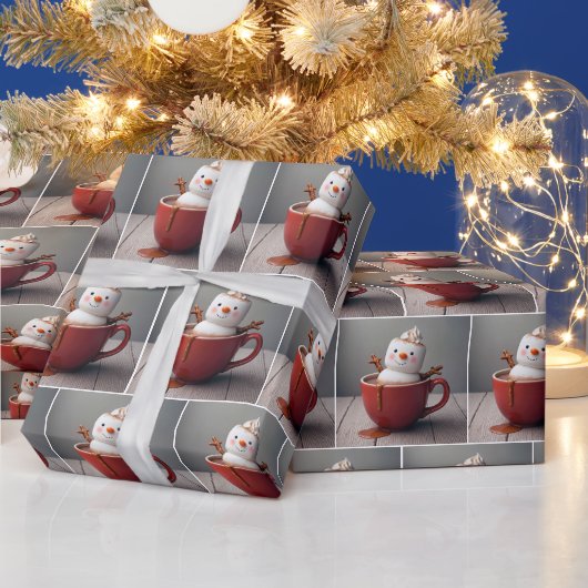 Sneeuwman in warme chocolademelk cadeaupapier (Feestdagen)