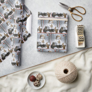 Sneeuwman in winterwoud met dierenvrienden cadeaupapier