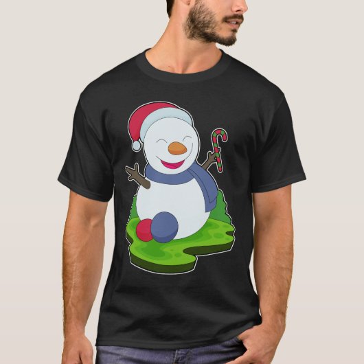 Sneeuwman Kerst Candy Cane T-shirt (Voorkant)