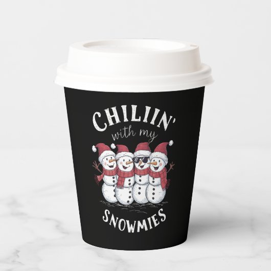 Sneeuwman Kerst Chillin Met Mijn Sneeuwmies Gift Papieren Bekers (Voorkant)