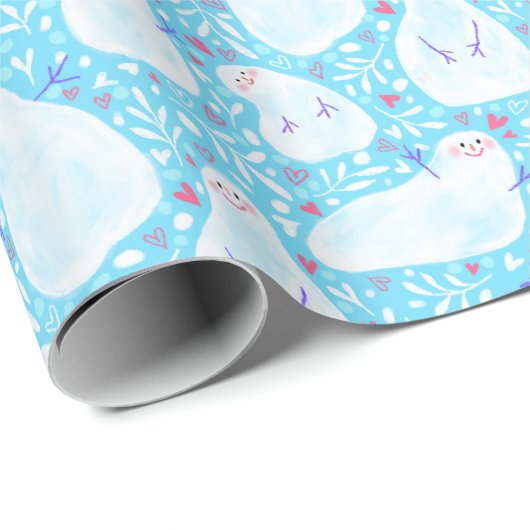 Sneeuwman Kerst inpakpapier (Rol Hoek)