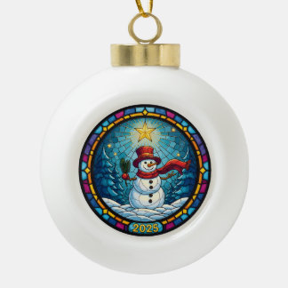 Sneeuwman Kerst Ornament 2025 – Gebrandschilderd G