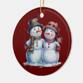 Sneeuwman Kerst Vakantie Keramisch Ornament (Links)