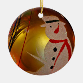 Sneeuwman Kerstbal met Vorstlaagje Keramisch Ornament