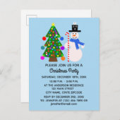 Sneeuwman & Kerstboom #3 Uitnodigingskaart Uitnodiging Briefkaart (Voorkant / Achterkant)