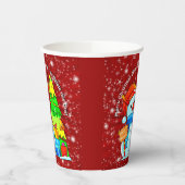 Sneeuwman kerstboom Cadeau Jaar Tekst Rood Papieren Bekers (Links)