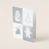 Sneeuwman Kerstboom Gingerbread Man Zilveren Folie Folie Kaarten (Voorkant)