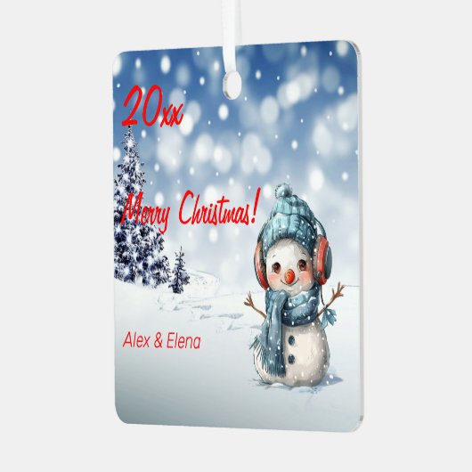 Sneeuwman Kerstboom Snow Metal Square Ornament (Voorkant links)