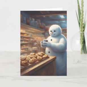 Sneeuwman Kerstkoekjes en cacaokerstgroet Kaart