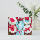 sneeuwman kerstkoekjes feestdagenkaart (Staand voorkant)