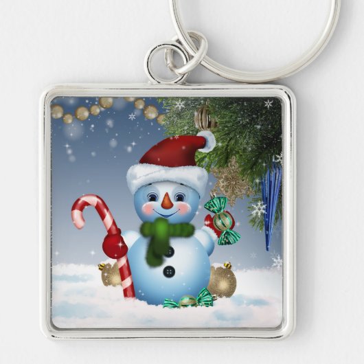 Sneeuwman Kerstman Sleutelhanger (Voorkant)