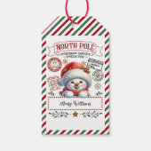 Sneeuwman Kerstmis Speciale bezorging van Sant Cadeaulabel (Voorkant)