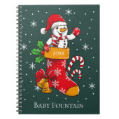 Sneeuwman Kerstmis Stocking Candy Cane Snowflakes Notitieboek (Voorkant)