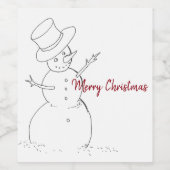 sneeuwman Kerstmis wijn label Etiket (Enkel label)