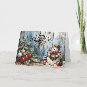 Sneeuwman Klassieke Aquarel Prettig Kerstmis Deken Feestdagen Kaart