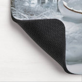 Sneeuwman knuffelt een fawn muismat (Hoek)